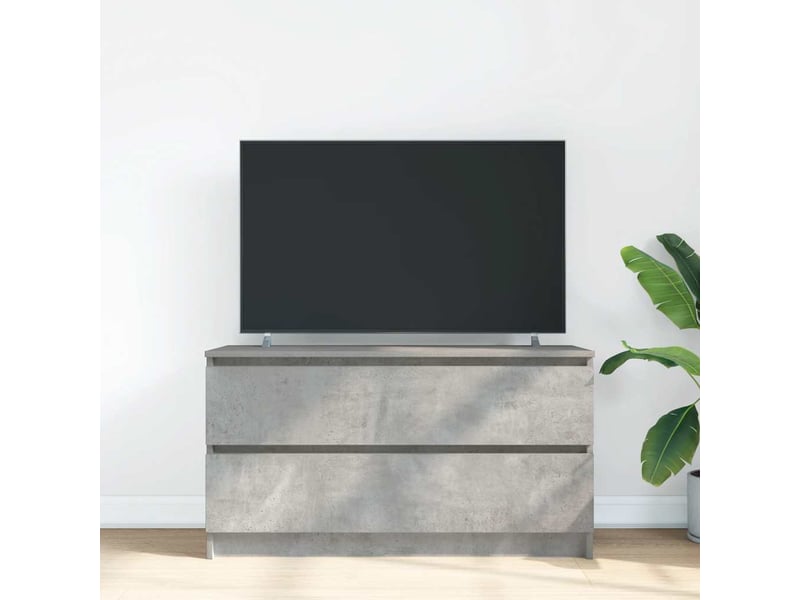  Meuble tv - banc tv - meuble de rangement gris béton 100x35x54 cm bois d'ingénierie  - Conforama C