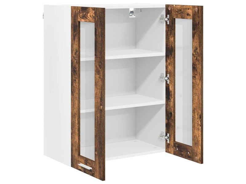  Meuble de rangement, armoire suspendue chêne fumé 60x31x80cm bois d'ingénierie shl3495  - Conforama E
