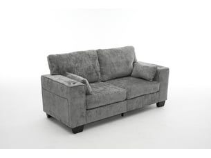 Canapé 2 places tcqpz 182 x 72 x 96 cm en chenille gris foncé avec porte-gobelets et poches latérales