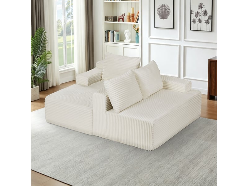  Canapé d'angle en velours côtelé 3 places, sans montage, design modulaire, assise profonde, confort moelleux, gain de place  - Conforama R