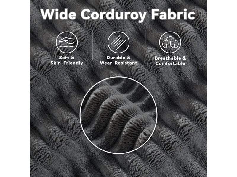  Canapé d'angle convertible réversible en velours côtelé gris avec coffre  - Conforama E