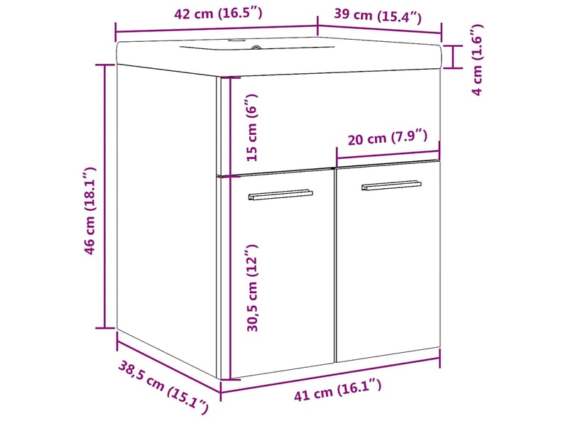  Ensemble de meubles salle de bain 2 pcs bois d'ingénierie cf63913  - Conforama E