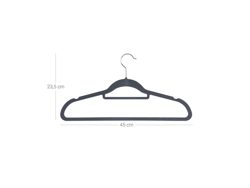  Lot de 100 cintres en velours peu encombrants antidérapants 45 x 23,5 x 0,6 cm style moderne en abs gris clair 12_0008882  - Conforama E