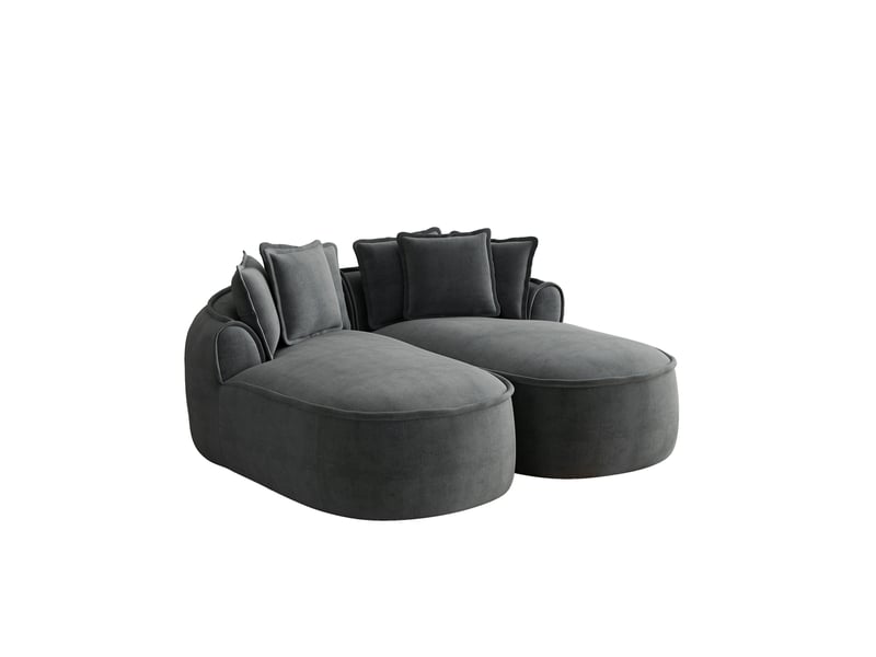 Canapé modulable convertible en méridienne avec coussins, assise profonde en chenille, gris - Conforama A