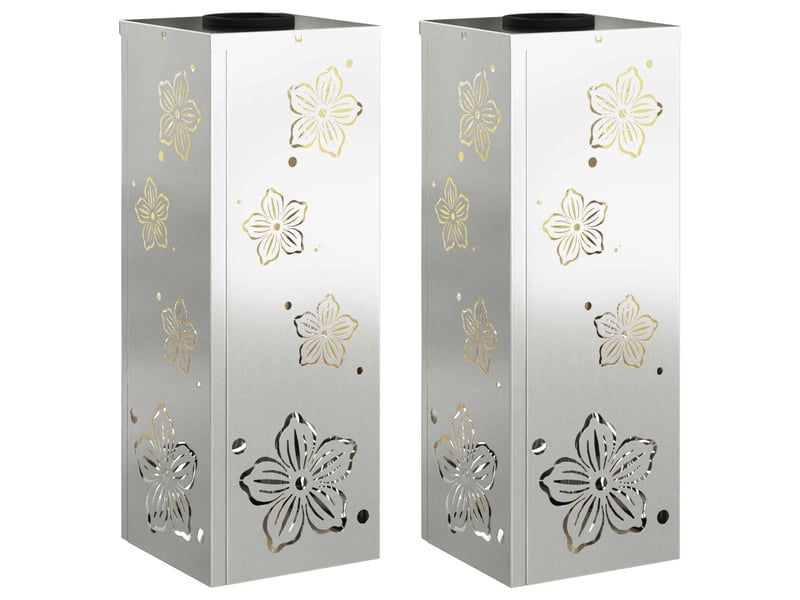Lot de 2 lumières de chemin solaire design moderne jardin 18 x 18 x 50 cm en acier rouillé 02_0052557