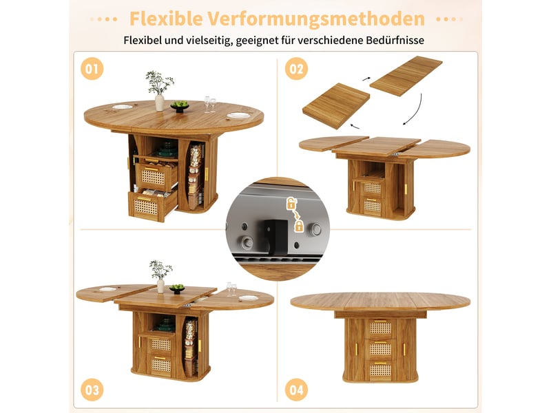 118–158 noir table à manger extensible avec rangement, design moderne, structure fonctionnelle pour cuisine et salle à manger  - Conforama C