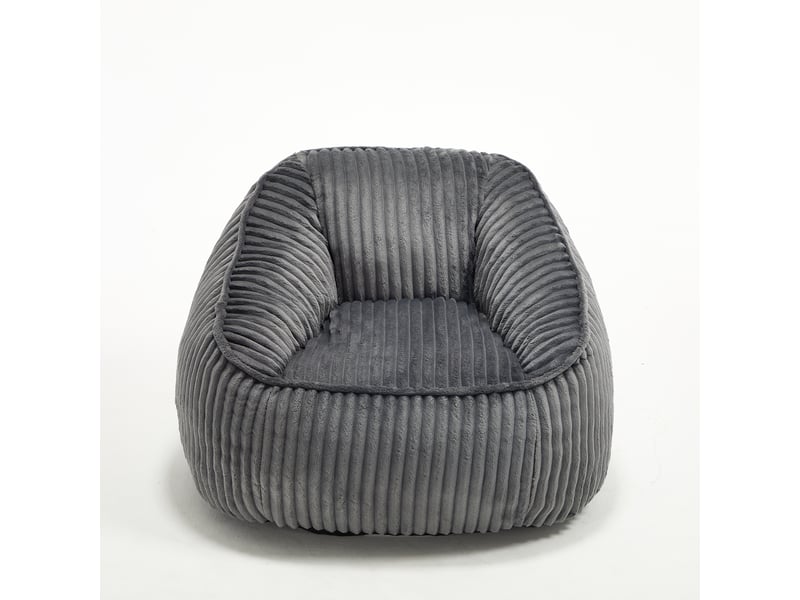 Pouf fauteuil en peluche rayée avec mousse à mémoire de forme, doux et confortable - Conforama A