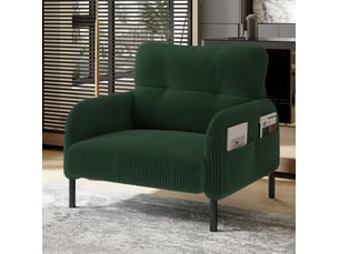 Fauteuil fixe OKWISH  Velours côtelé vert vendu A l'unité
