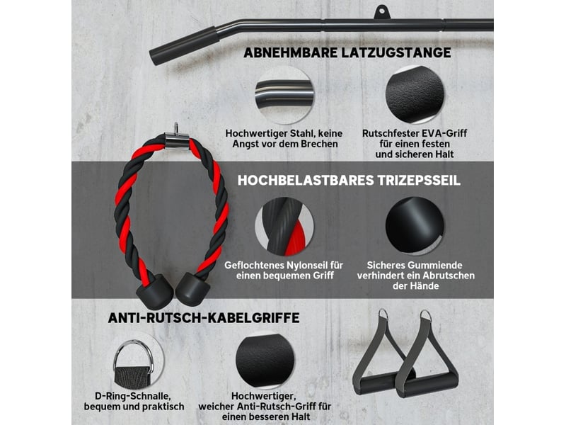  Système de poulie de musculation 98 x 2,5 x 200 cm, noir acier, tirage haut et bas, entraînement à la maison  - Conforama D