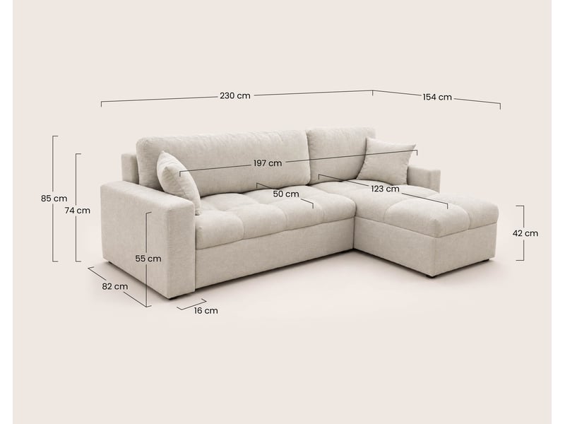  Cyro - canapé d'angle réversible 4 places convertible avec coffre en tissu - best mobilier - taupe CYRO - Conforama C