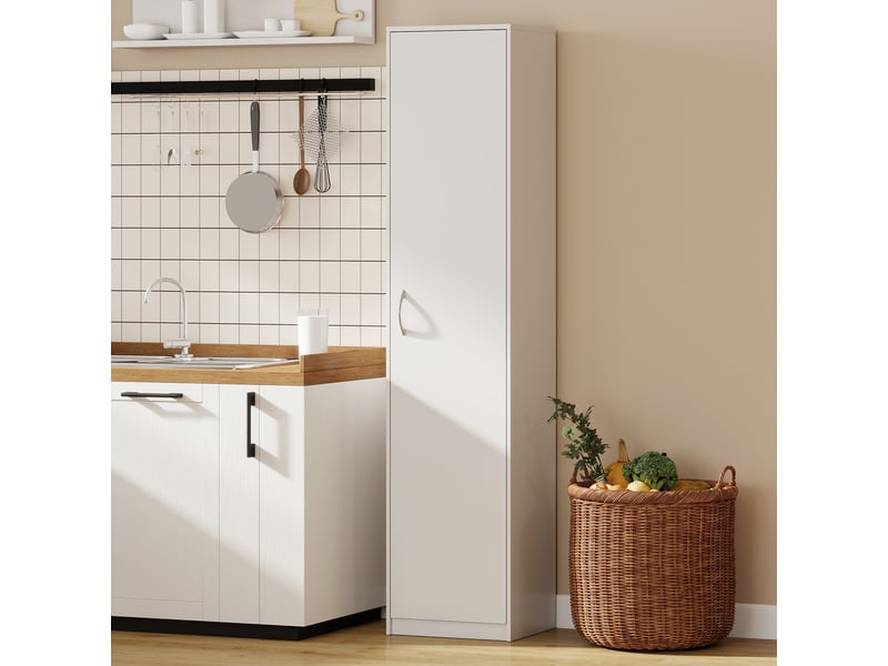  Meuble de cuisine à 5 niveaux, étagères réglables, pour salon, cuisine, cellier, en bois blanc.  - Conforama B