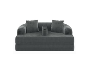 Canapé droit compressé convertible <strong>MODENVIE</strong> <strong></strong> 2 places Velours côtelé gris foncé