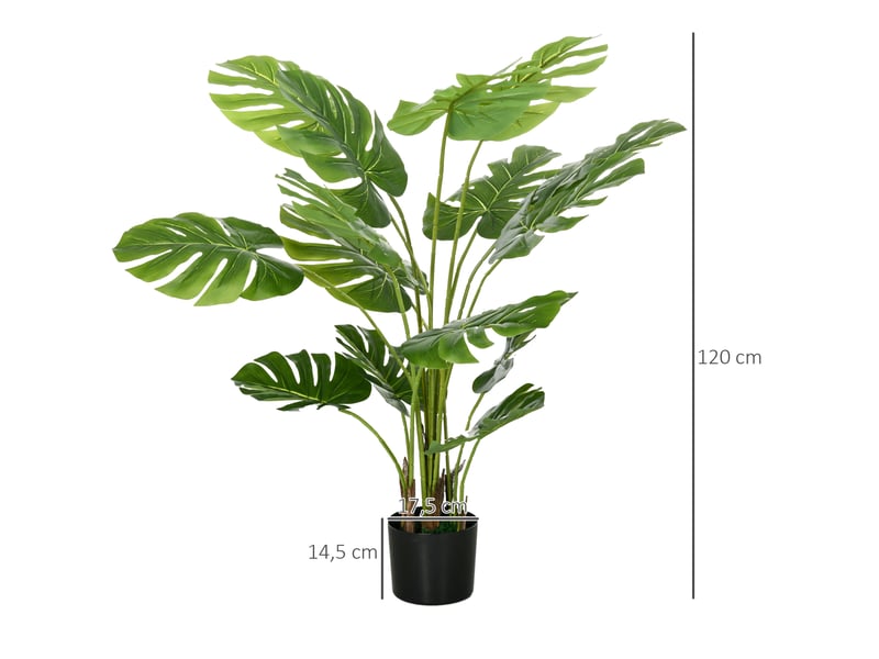  Monstera artificielle 120 cm avec pot noir vert  - Conforama E