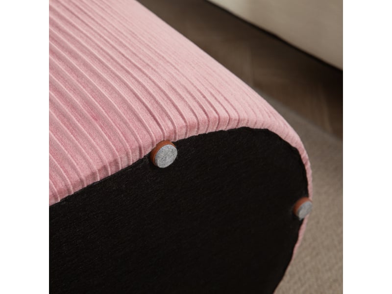  Banc coffre rose rembourré style français, élégant revêtement velours, 81x40x41 cm, entrée et salon  - Conforama E