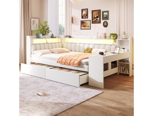 Lit avec rangement 140x200 cm MAISENTIEL   coloris blanc