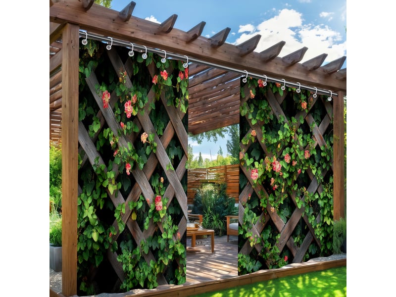  Rideaux d'extérieur imperméables, isolation thermique, occultants, pour tonnelle, pavillon, cabane, lot de 2, 180 x 213 cm  - Conforama B