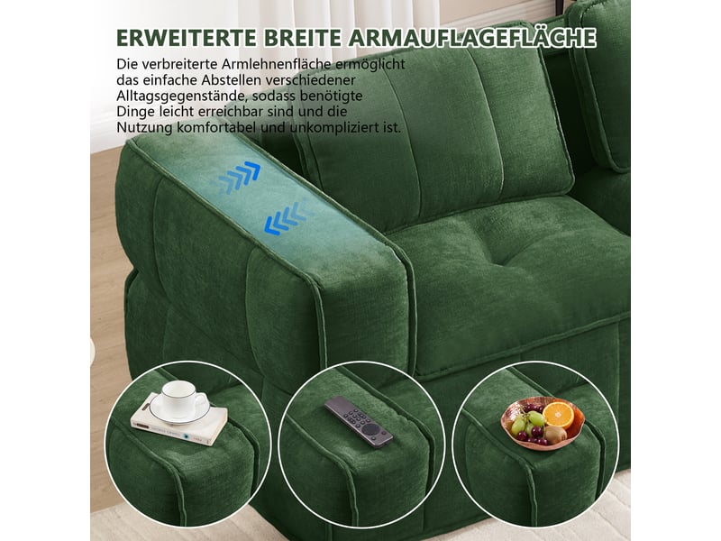  Canapé 2 places modulaire d’angle sans armature, moderne, vert, sans montage, pour salon et appartement  - Conforama C