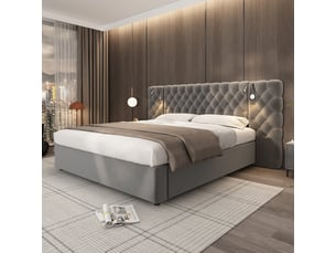 Lit coffre 160x200 cm REDOM   coloris gris