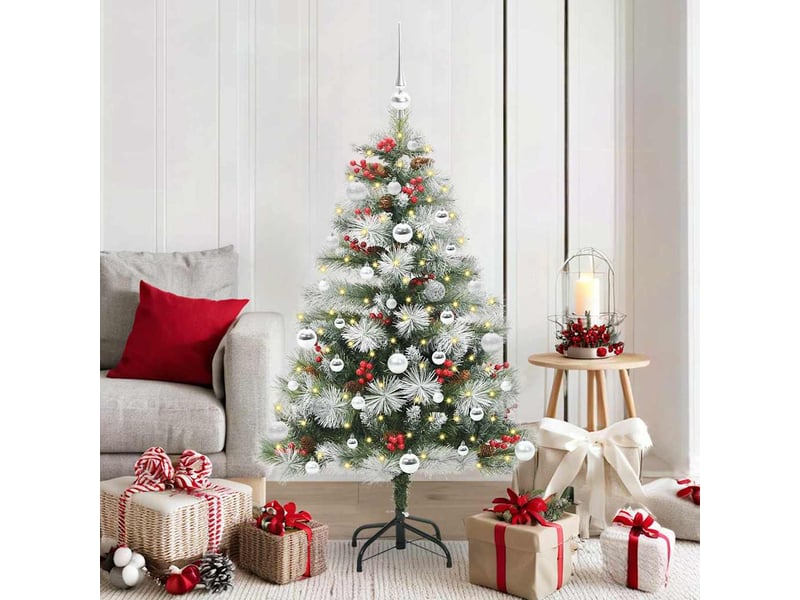  Sapin de noël artificiel, arbre de noël vert et blanc 150 cm shl5117  - Conforama B