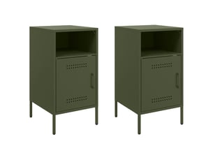 Lot de 2 tables de chevet - cabinet de chevet - table de nuit vert olive 36x39x68 cm acier