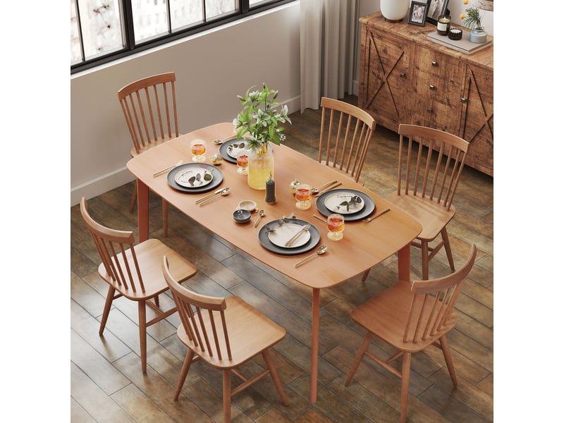  Table à manger rectangulaire pour 6 personnes table de cuisine 150 cm en bois massif 150 x 80 x 76 cm bois naturel  - Conforama C