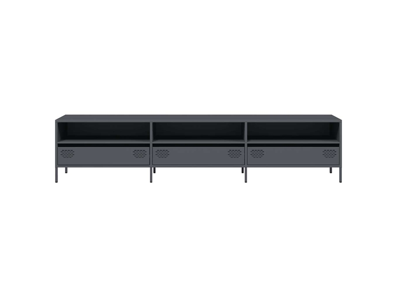  Meuble tv - banc tv - meuble de rangement anthracite 202x39x43,5 cm acier laminé à froid  - Conforama D
