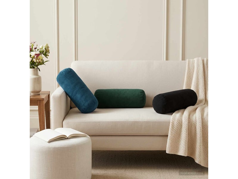  Lot de 6 coussins avec oreiller, coussins décoratifs heerlen bleu velours cf50806  - Conforama B