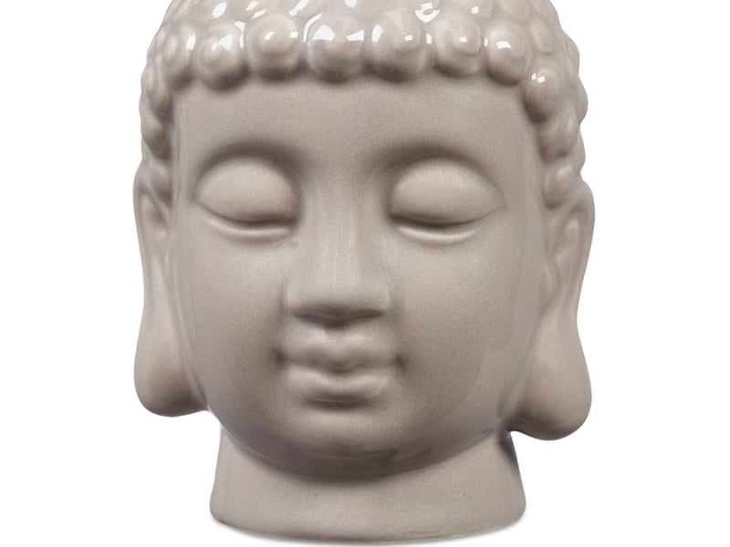  Porte-bougie décoratif bouddha ambiance japonaise salon salle de bain 9,5 x 8 x 8 cm en céramique gris 13_0012562  - Conforama C