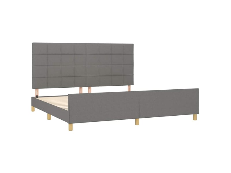 Lit double- lit adulte - cadre de lit sans matelas gris foncé 200x200 cm tissu - Conforama C