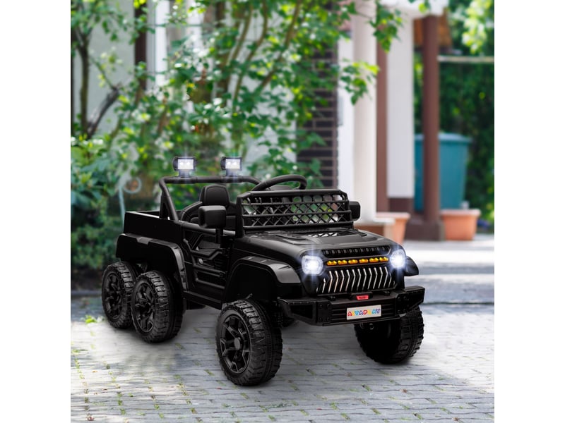  Voiture électrique enfant buggy électrique enfant 2 moteurs 12 v 3 vitesses remorque arrière 122l x 62,5l x 65h cm noir  - Conforama D