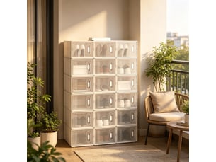 Boîtes rangement modèle modular, 18 pièces empilables, chaussures, livres, jouets, salle de bain