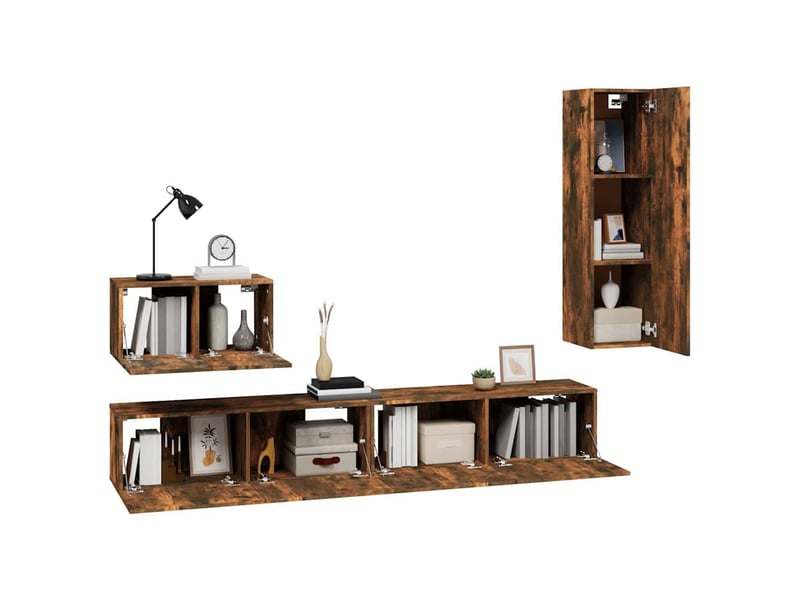  Ensemble de meubles tv 4 pcs chêne fumé bois d'ingénierie shl50374  - Conforama D