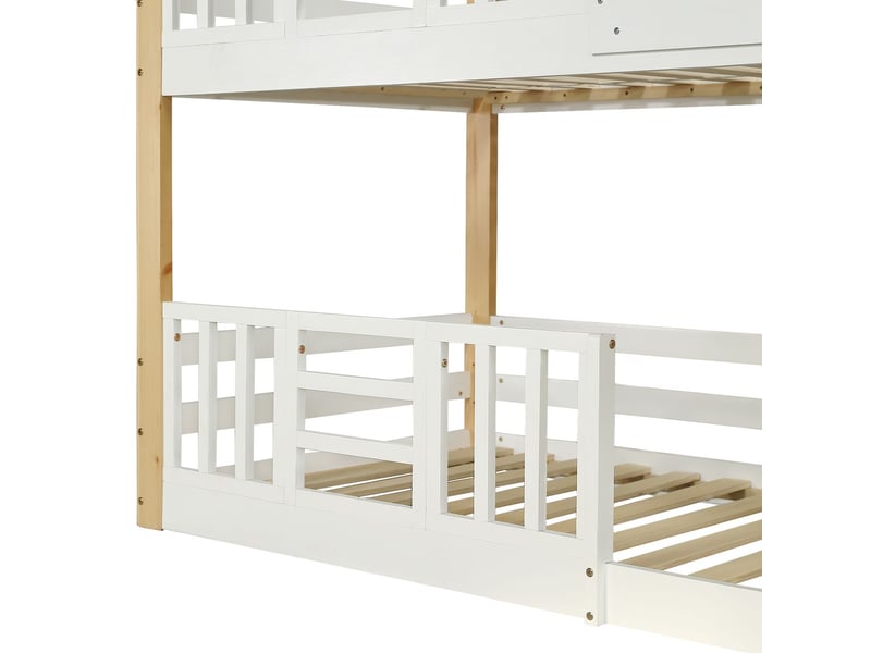  Lit superposé enfant 90x200, lit superposé ,sécurisé gain d'espace avec échelle rangement et barrière de protection  - Conforama D