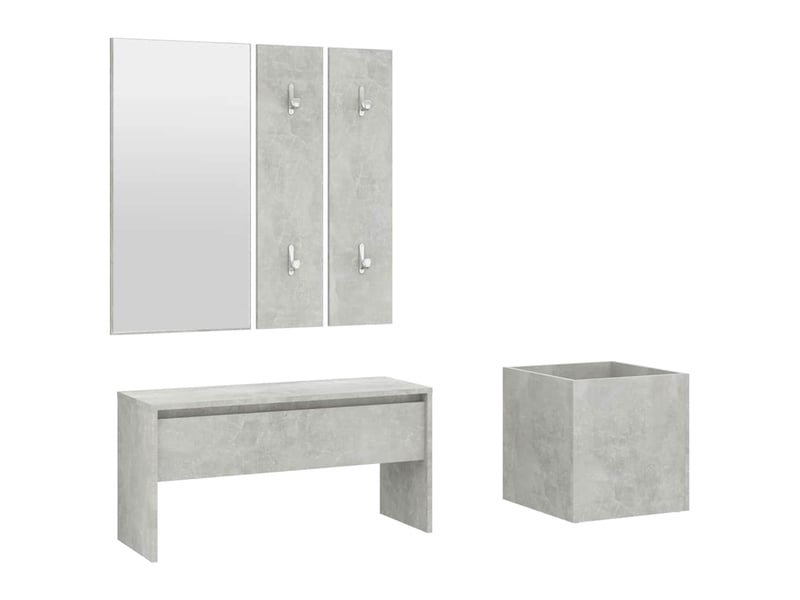  Ensemble de meubles de couloir gris béton bois d'ingénierie shl56520  - Conforama A