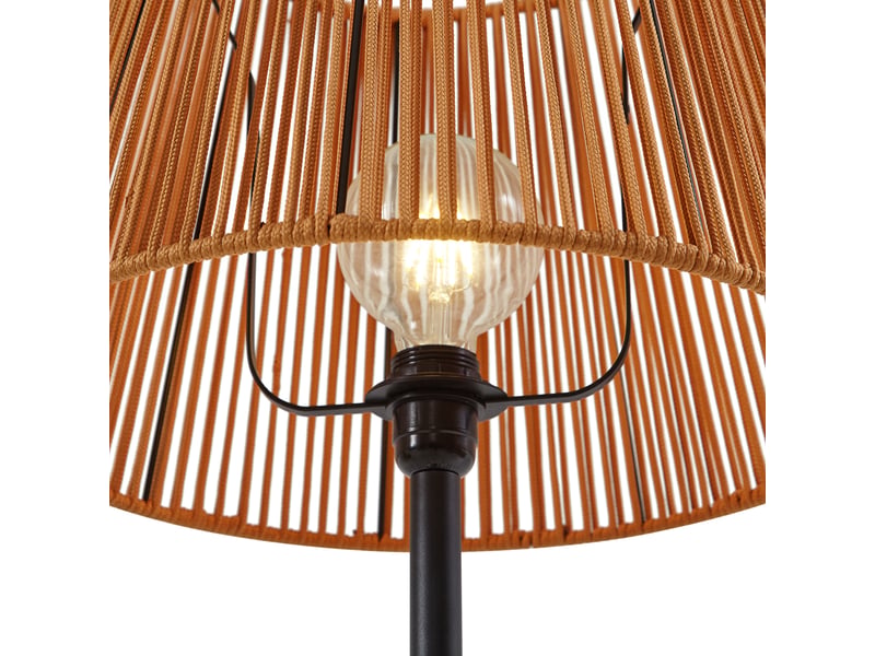 Lampadaire d'extérieur noir avec abat-jour en corde orange ip44 - virginia jayla  - Conforama D