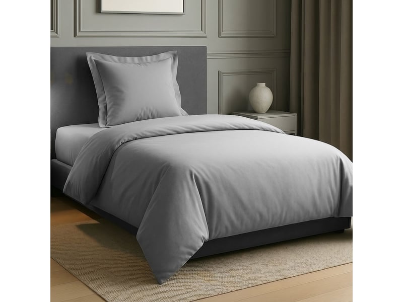  Parure housse de couette 140x200cm + 1 taies 100% coton gris silver - vitalia VITALIA - Conforama A