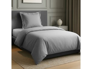 Parure housse de couette 140x200cm + 1 taies 100% coton gris silver - vitalia