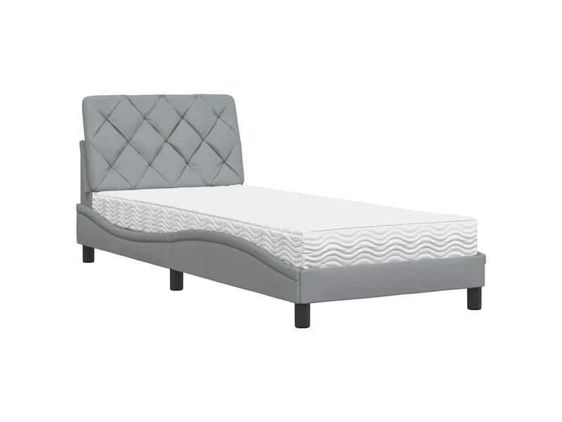 Lit simple- lit adulte - lit avec matelas gris clair 80x200 cm tissu - Conforama A