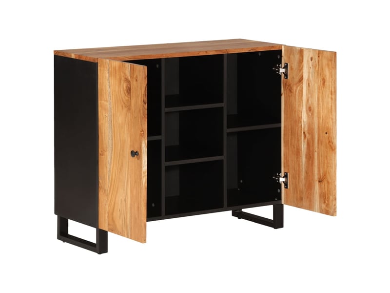  Buffet - bahut - meuble de rangement avec 2 portes 90x33x75 cm bois massif d'acacia  - Conforama D