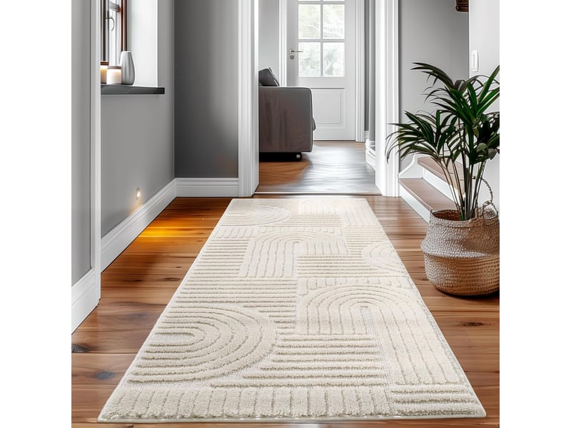 Tapis à relief lena crème 80x250cm ART802501121CREAM - Conforama D