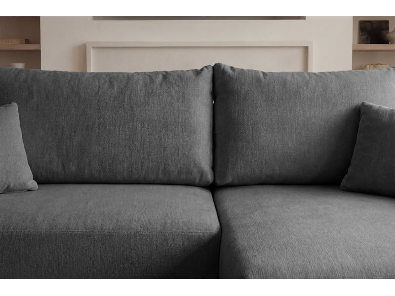  Sacha - canapé d'angle convertible tissu chiné 3 places gris foncé  - Conforama E