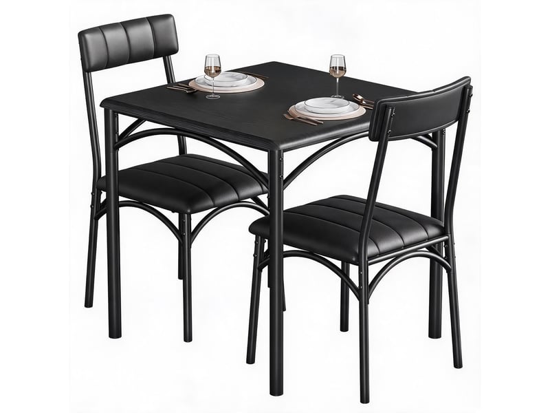  Ensemble de salle à manger 3 pièces – table carrée et 2 chaises  – pour appartement ou studio – style rustique moderne – noir cBc-IbyFStLf-c1BP-t - Conforama A