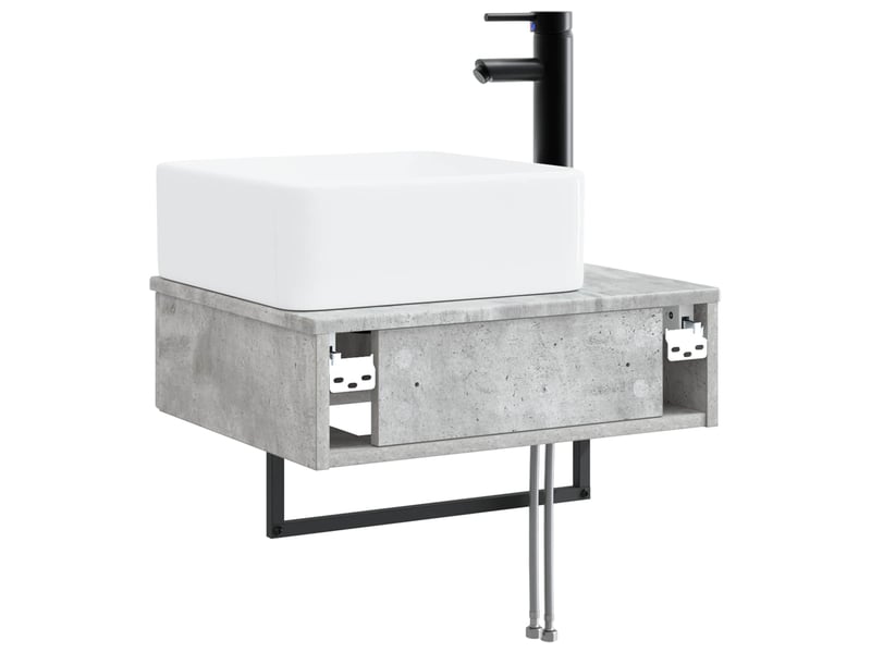 Basin de lavage mural, lavabo gris béton 50x41x39 cm - Conforama E