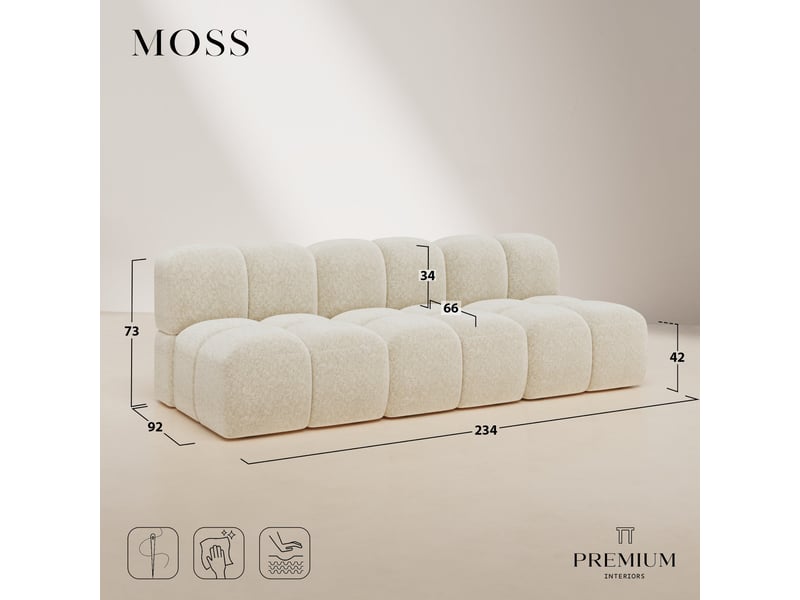  Canapé modulable 4 places en velours texturé moss MOSS - Conforama C