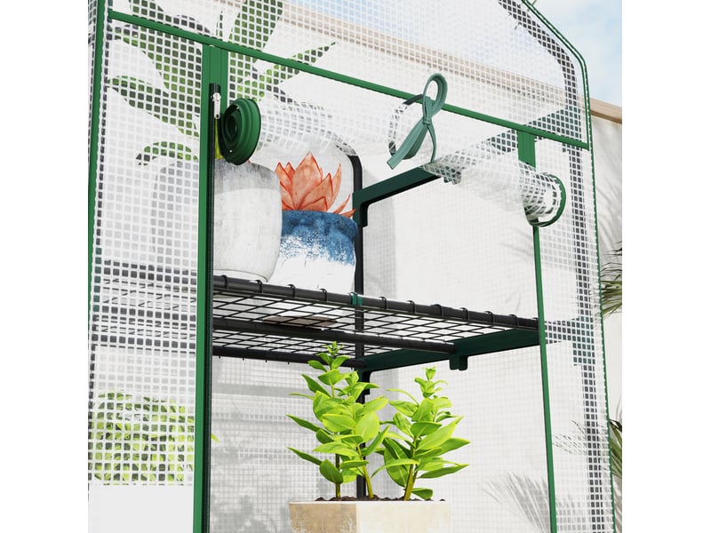  Serre 69x49x193 cm à porte enroulable métal blanche  - Conforama C