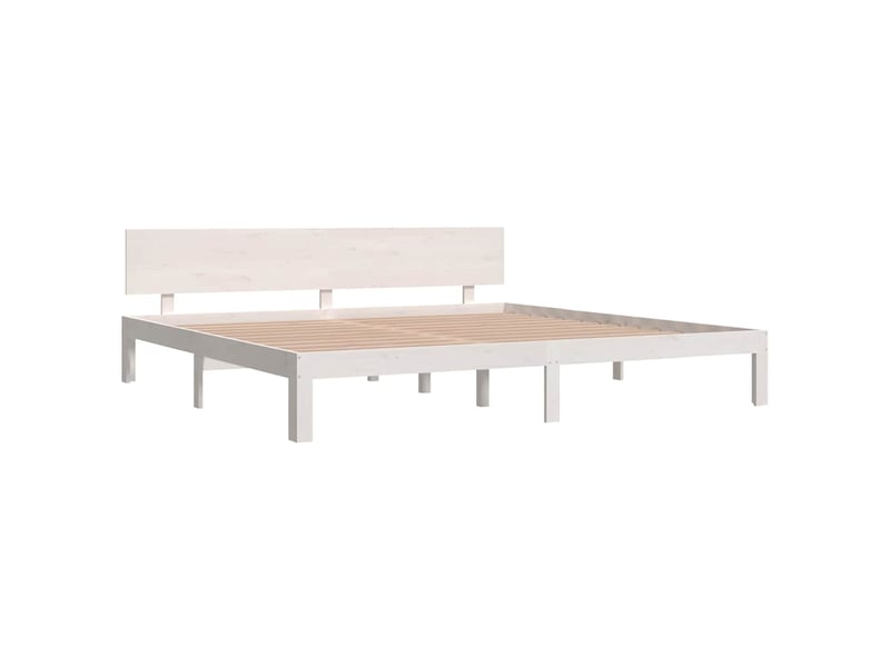 Lit double- lit adulte -  cadre de lit sans matelas blanc bois massif de pin 200x200 cm  - Conforama B