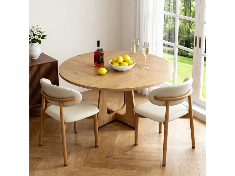  Lot de 2 chaises de salle à manger modernes en pu coloris chêne  - Conforama D