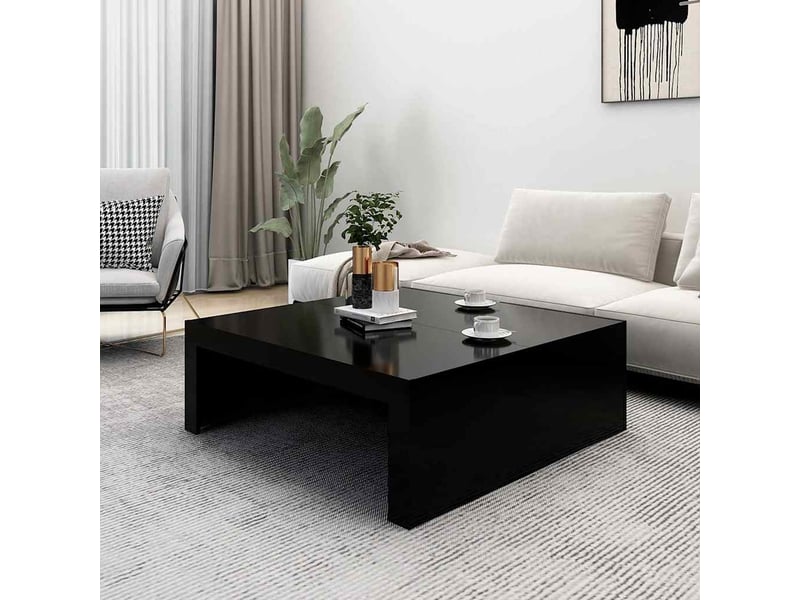  Table basse - table de salon - table à thé noir 100x100x35 cm bois d'ingénierie  - Conforama C