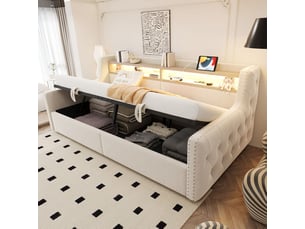 Lit coffre 90x200 cm SOGEU coloris beige
