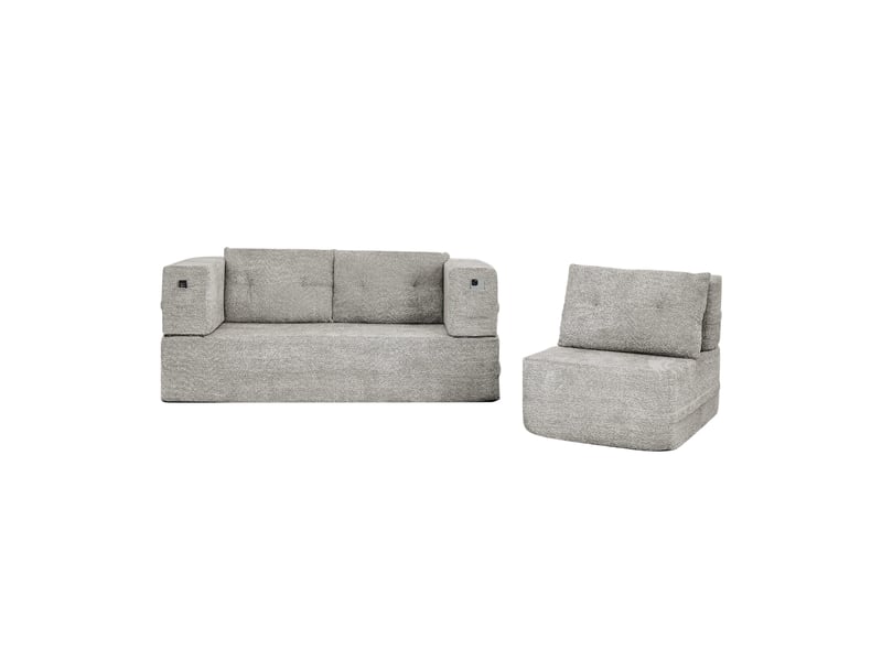  Fauteuil convertible modulaire gris clair tissu canapé lit d'appoint pliable avec rangement  - Conforama A